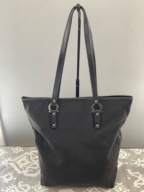 Salvatore Ferragamo Black Gancini Tote Bag w/Salvatore Ferragamo Red Long Wallet